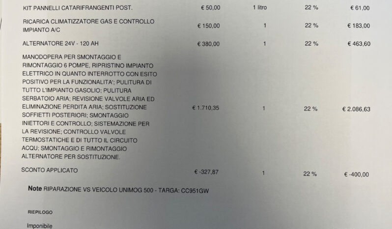 Mercedes-Benz Unimog U500 L Cisterna Ravasini pieno