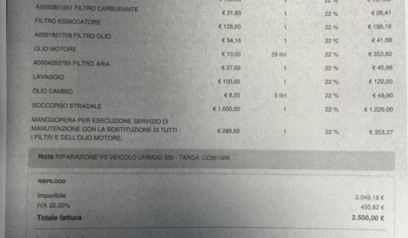 Mercedes-Benz Unimog U500 L Cisterna Ravasini pieno