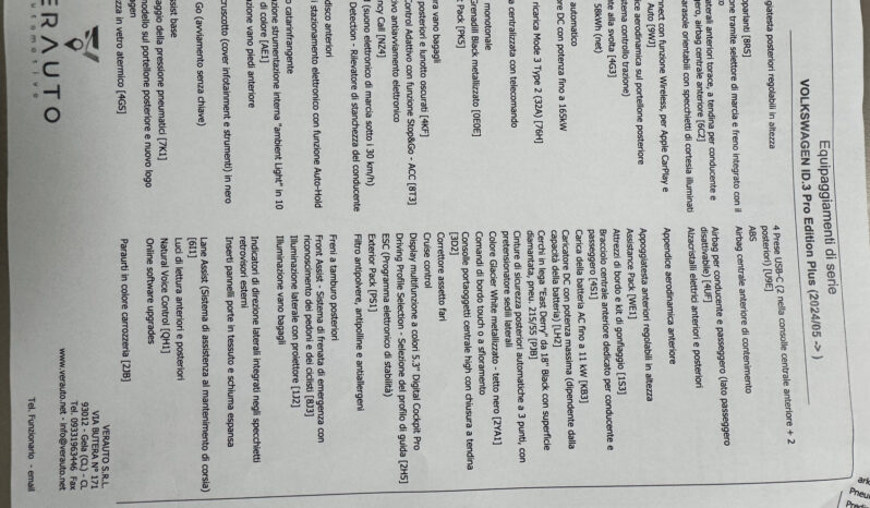 Volkswagen ID.3 ProEdition Plus possibilità noleggio no scoring pieno