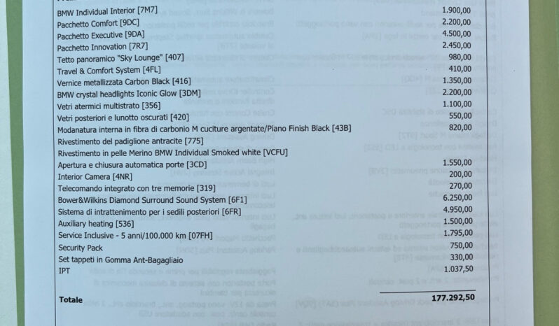 Bmw 740d xDrive Msport Pro possibilità noleggio no scoring pieno