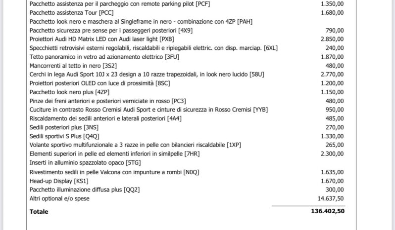 Audi Q8 SUV TDI quattro 286Cv tiptronic S line edition Possibilità Noleggio no Scoring pieno