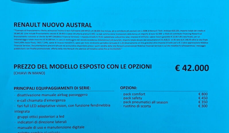 Renault Austral Full Hybrid E-Tech 200 CV Techno – possibilità noleggio no scoring pieno