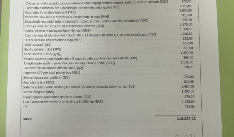 AUDI Q8 3.0 TDI 231 CV QUATTRO TIPTRONIC S LINE EDITION – possibilità noleggio no scoring pieno