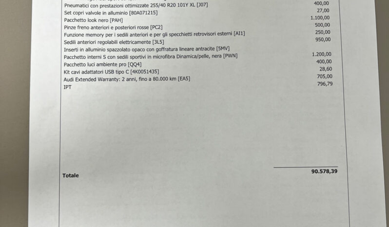 Audi A6 Avant 2.0 204CV tdi mhev S line quattro S tronic – possibilità noleggio no scoring pieno