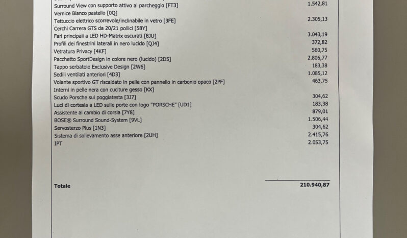 Porsche 992 3.6 Carrera GTS 541CV coupè auto – possibilità noleggio no scoring pieno